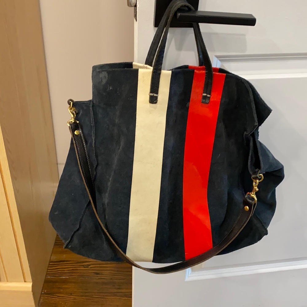 Clare V suede navy bag